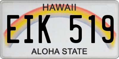 HI license plate EIK519