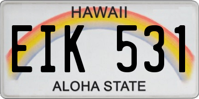 HI license plate EIK531