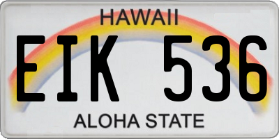 HI license plate EIK536