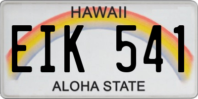 HI license plate EIK541