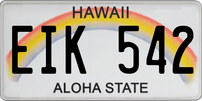 HI license plate EIK542