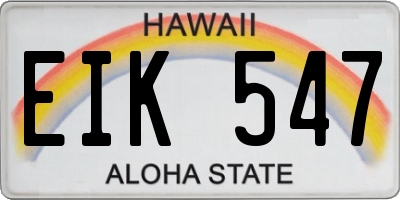HI license plate EIK547