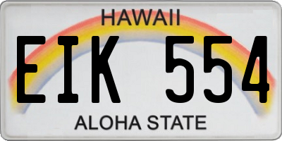 HI license plate EIK554