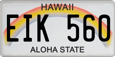 HI license plate EIK560