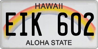 HI license plate EIK602