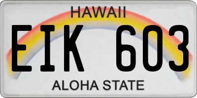 HI license plate EIK603