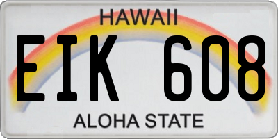 HI license plate EIK608