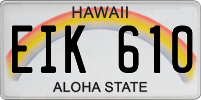 HI license plate EIK610