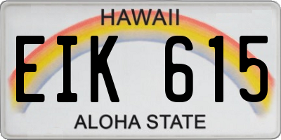 HI license plate EIK615