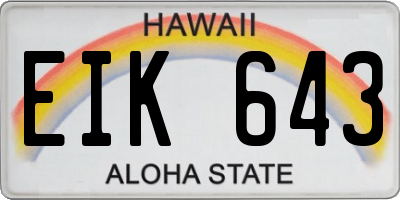 HI license plate EIK643