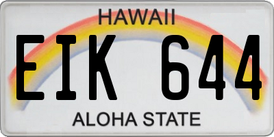 HI license plate EIK644