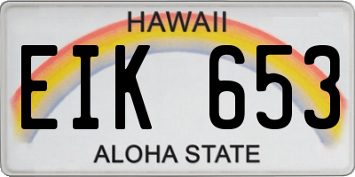 HI license plate EIK653