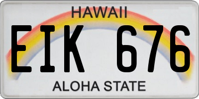 HI license plate EIK676