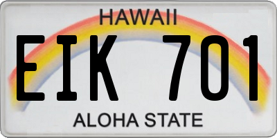 HI license plate EIK701