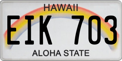 HI license plate EIK703