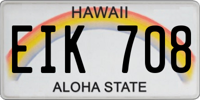 HI license plate EIK708