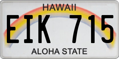 HI license plate EIK715