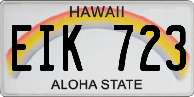 HI license plate EIK723