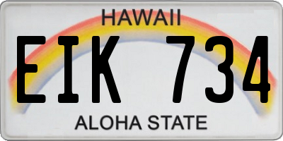 HI license plate EIK734