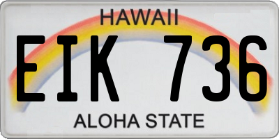 HI license plate EIK736