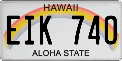 HI license plate EIK740