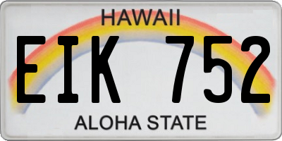 HI license plate EIK752