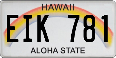 HI license plate EIK781