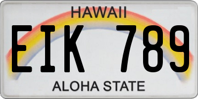 HI license plate EIK789