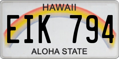 HI license plate EIK794