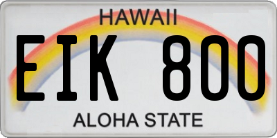 HI license plate EIK800