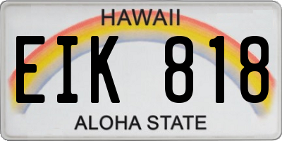 HI license plate EIK818