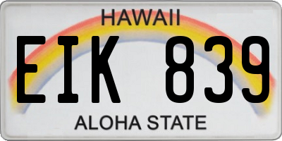 HI license plate EIK839