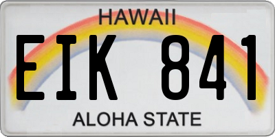 HI license plate EIK841