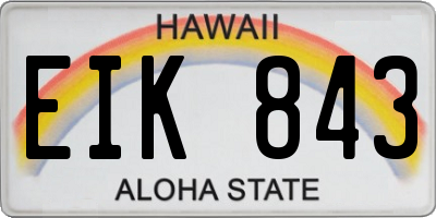 HI license plate EIK843