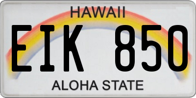 HI license plate EIK850