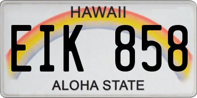 HI license plate EIK858