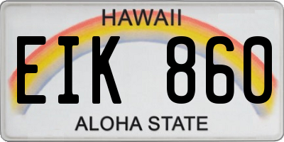 HI license plate EIK860