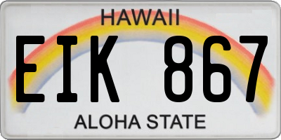 HI license plate EIK867