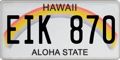 HI license plate EIK870