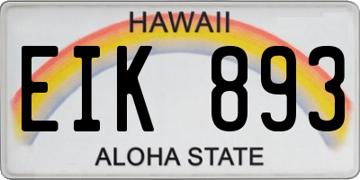 HI license plate EIK893