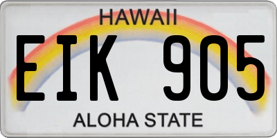 HI license plate EIK905