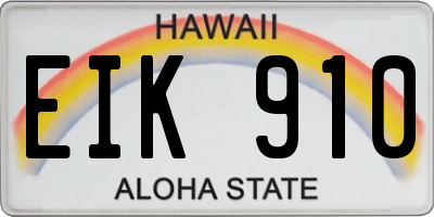 HI license plate EIK910