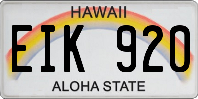 HI license plate EIK920