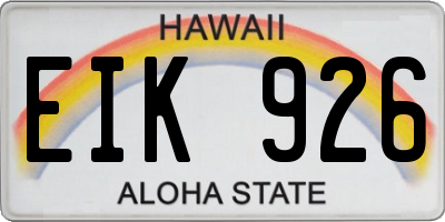 HI license plate EIK926