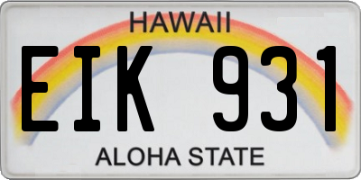 HI license plate EIK931