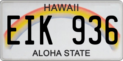 HI license plate EIK936