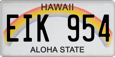 HI license plate EIK954