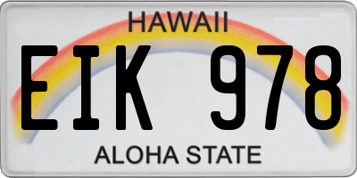 HI license plate EIK978