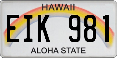 HI license plate EIK981