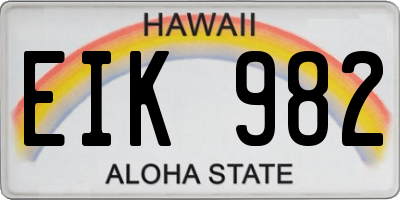 HI license plate EIK982